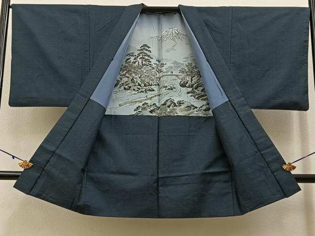 平和屋着物■男性　本場大島紬　アンサンブル　100亀甲　総詰め　羽裏：富士　正絹　逸品　BAAX6990hj