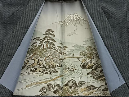 平和屋着物■男性　本場大島紬　アンサンブル　100亀甲　総詰め　羽裏：富士　正絹　逸品　BAAX6990hj