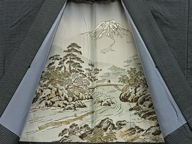 平和屋着物■男性　本場大島紬　アンサンブル　100亀甲　総詰め　羽裏：富士　正絹　逸品　BAAX6990hj