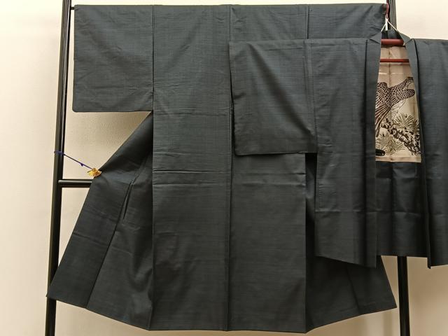 平和屋着物■男性　本場大島紬　アンサンブル　100亀甲　総詰め　羽裏：鷹　正絹　逸品　BAAX6991hj