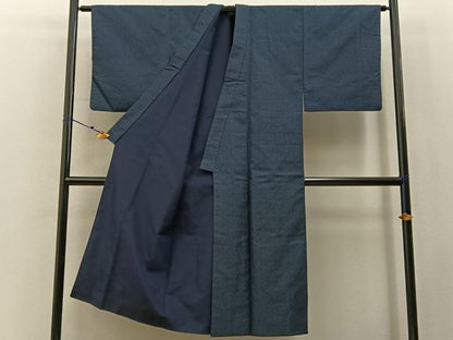 平和屋着物■男性　紬　アンサンブル　亀甲文様　羽裏：富士　正絹　逸品　BAAX6997hj