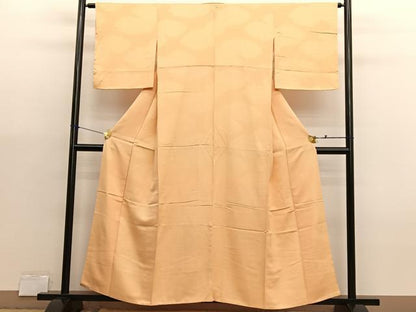 平和屋着物■上質な色無地　雲取り芝草地紋　萱草色　正絹　逸品　未使用　BAAX7001hv