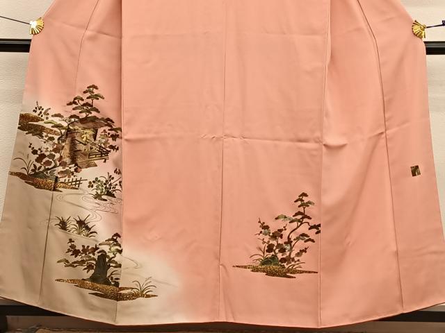 平和屋着物■訪問着　浜松文　暈し染め　金銀彩　落款あり　正絹　逸品　BAAX7004hv