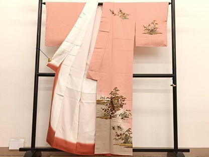 平和屋着物■訪問着　浜松文　暈し染め　金銀彩　落款あり　正絹　逸品　BAAX7004hv