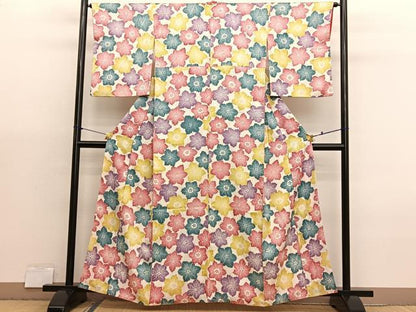平和屋着物■上質な小紋　草花文　正絹　逸品　BAAX7006hv