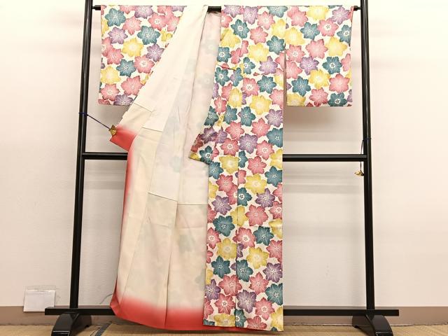 平和屋着物■上質な小紋　草花文　正絹　逸品　BAAX7006hv