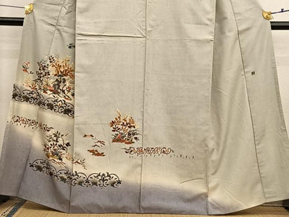 平和屋着物●訪問着　友禅　作家物　紬地　飛鳥更紗花文　正絹　逸品　BAAX7008hv