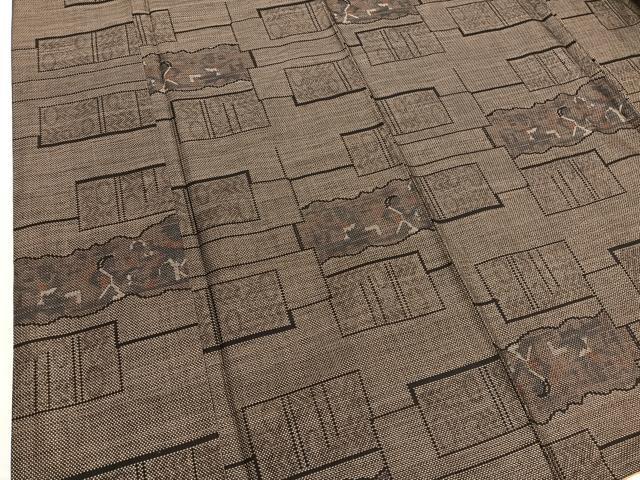 平和屋着物■本場大島紬　9マルキ　横段人物文　正絹　逸品　BAAX7010hv