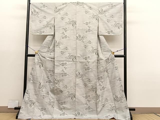 平和屋着物●上質な紬　風景文　ロング丈　正絹　逸品　未使用　BAAX7014hv