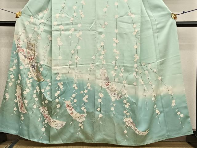 平和屋着物●訪問着　駒刺繍　短冊花文　暈し染め　金彩　鈴乃屋扱い　正絹　逸品　未使用　BAAX7016hv