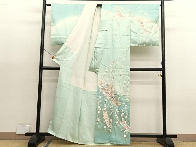 平和屋着物●訪問着　駒刺繍　短冊花文　暈し染め　金彩　鈴乃屋扱い　正絹　逸品　未使用　BAAX7016hv