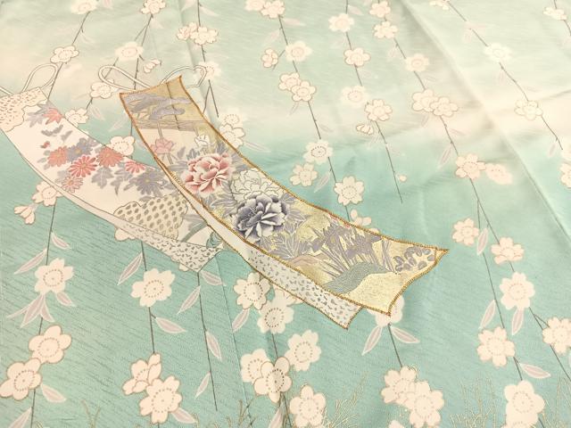 平和屋着物●訪問着　駒刺繍　短冊花文　暈し染め　金彩　鈴乃屋扱い　正絹　逸品　未使用　BAAX7016hv