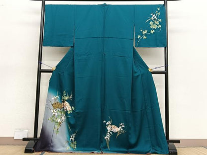 平和屋着物●訪問着　地紙花文　暈し染め　金彩　ロング丈　正絹　逸品　BAAX7022hv
