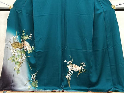 平和屋着物●訪問着　地紙花文　暈し染め　金彩　ロング丈　正絹　逸品　BAAX7022hv