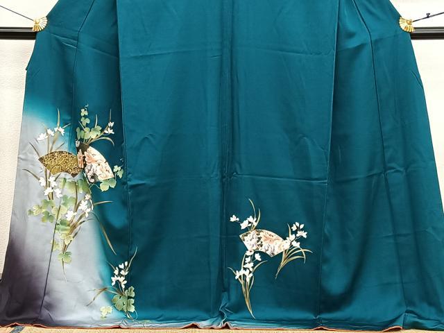平和屋着物●訪問着　地紙花文　暈し染め　金彩　ロング丈　正絹　逸品　BAAX7022hv
