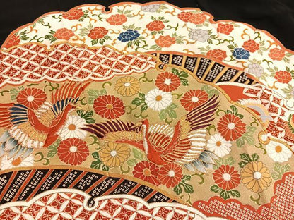 平和屋着物■豪華黒留袖　駒刺繍　群鶴雪輪花文　金彩　正絹　逸品　BAAX7025hv