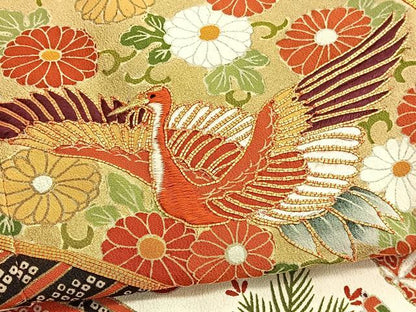 平和屋着物■豪華黒留袖　駒刺繍　群鶴雪輪花文　金彩　正絹　逸品　BAAX7025hv