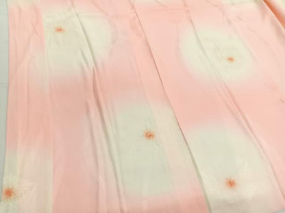 平和屋着物■長襦袢　袷　絞り　立波亀甲花文　暈し染め　半衿刺繍　正絹　逸品　BAAX7029hv