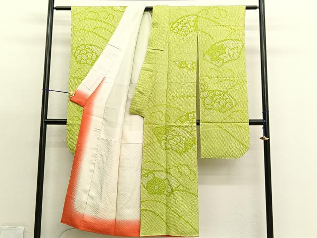 平和屋着物∵女の子　十三参り　子供　祝着　総絞り　立波地紙花文　逸品　BAAX7035hv
