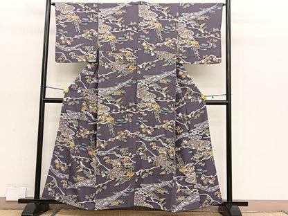 平和屋着物■上質な小紋　型染め　御所解松竹梅　正絹　逸品　BAAX7037hv