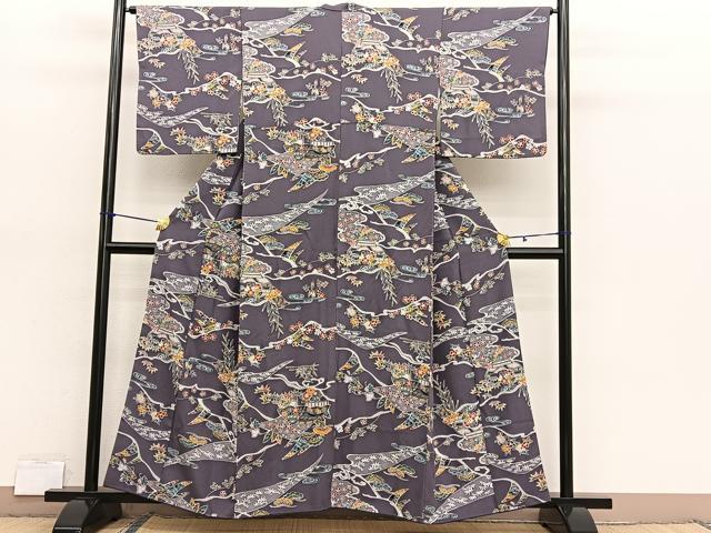 平和屋着物■上質な小紋　型染め　御所解松竹梅　正絹　逸品　BAAX7037hv