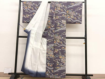平和屋着物■上質な小紋　型染め　御所解松竹梅　正絹　逸品　BAAX7037hv