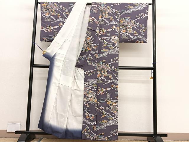 平和屋着物■上質な小紋　型染め　御所解松竹梅　正絹　逸品　BAAX7037hv