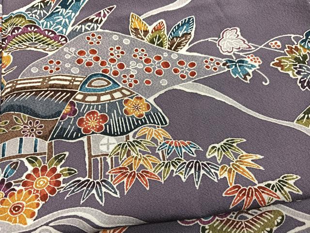 平和屋着物■上質な小紋　型染め　御所解松竹梅　正絹　逸品　BAAX7037hv