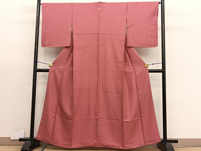 平和屋着物●上質な色無地　紋意匠　浅緋色　やまと誂製　正絹　逸品　未使用　BAAX7040hv