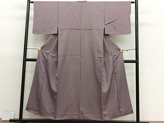 平和屋着物■上質な色無地　扇地紋　梅染色　正絹　逸品　BAAX7041hv