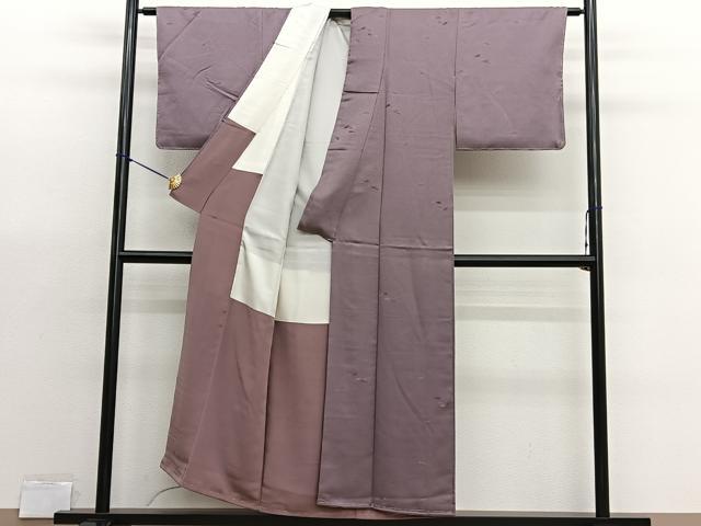 平和屋着物■上質な色無地　扇地紋　梅染色　正絹　逸品　BAAX7041hv