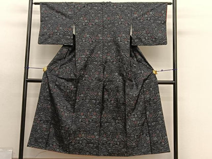 平和屋着物■本場大島紬　風景花文　正絹　逸品　BAAX7043hv