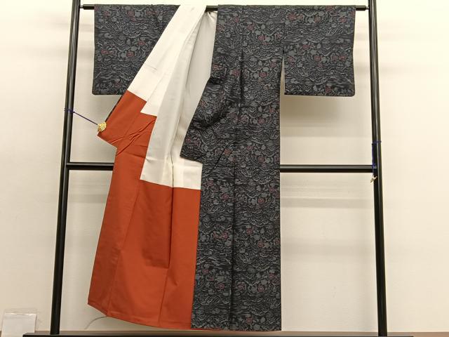 平和屋着物■本場大島紬　風景花文　正絹　逸品　BAAX7043hv