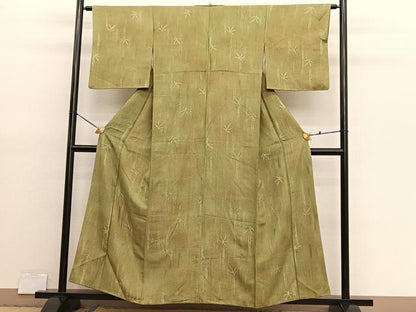 平和屋着物■上質な小紋　笹竹文　暈し染め　正絹　逸品　BAAX7046hv