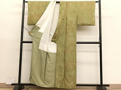 平和屋着物■上質な小紋　笹竹文　暈し染め　正絹　逸品　BAAX7046hv