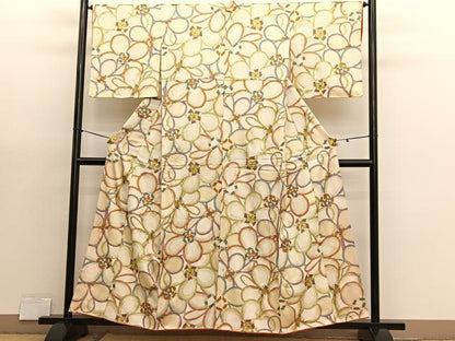 平和屋着物■上質な小紋　結び紐花文　暈し染め　金彩　正絹　逸品　BAAX7049hv