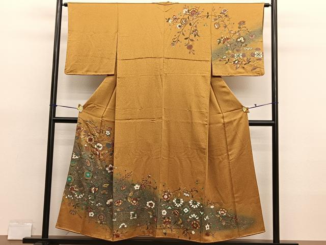 平和屋着物■訪問着　更紗花文　暈し染め　金銀彩　正絹　逸品　BAAX7050hv