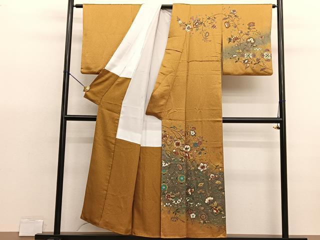 平和屋着物■訪問着　更紗花文　暈し染め　金銀彩　正絹　逸品　BAAX7050hv