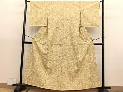 平和屋着物■上質な紬　葡萄唐草文　正絹　逸品　BAAX7052hv