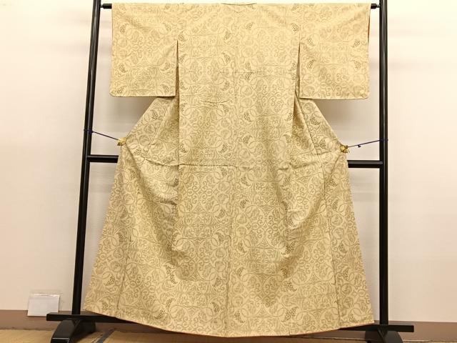 平和屋着物■上質な紬　葡萄唐草文　正絹　逸品　BAAX7052hv
