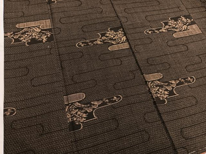 平和屋着物■本真綿結城紬　80亀甲　エ霞風景文　証紙付き　正絹　逸品　BAAX7054hv