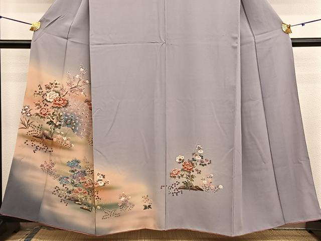 平和屋着物■訪問着　孔雀花文　暈し染め　金彩　正絹　逸品　BAAX7057hv