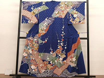 平和屋着物■訪問着　駒刺繍　板橋流水花文　金彩　正絹　逸品　BAAX7061hv