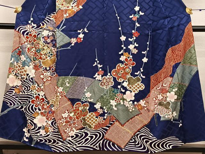 平和屋着物■訪問着　駒刺繍　板橋流水花文　金彩　正絹　逸品　BAAX7061hv
