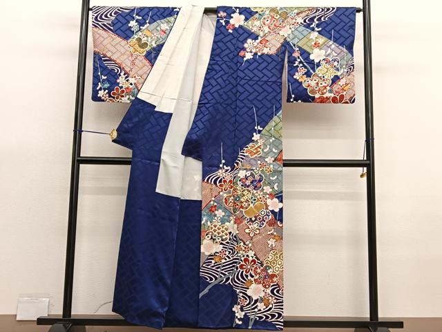 平和屋着物■訪問着　駒刺繍　板橋流水花文　金彩　正絹　逸品　BAAX7061hv