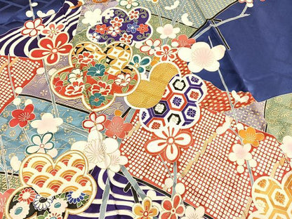 平和屋着物■訪問着　駒刺繍　板橋流水花文　金彩　正絹　逸品　BAAX7061hv