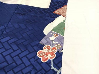 平和屋着物■訪問着　駒刺繍　板橋流水花文　金彩　正絹　逸品　BAAX7061hv