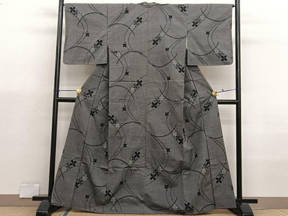 平和屋着物■上質な紬　枝花文　正絹　逸品　未使用　BAAX7064hv