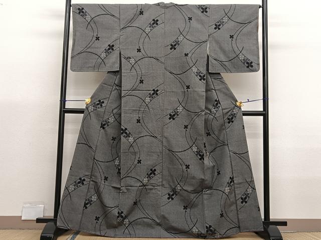 平和屋着物■上質な紬　枝花文　正絹　逸品　未使用　BAAX7064hv