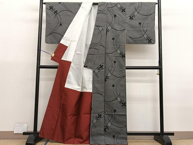 平和屋着物■上質な紬　枝花文　正絹　逸品　未使用　BAAX7064hv